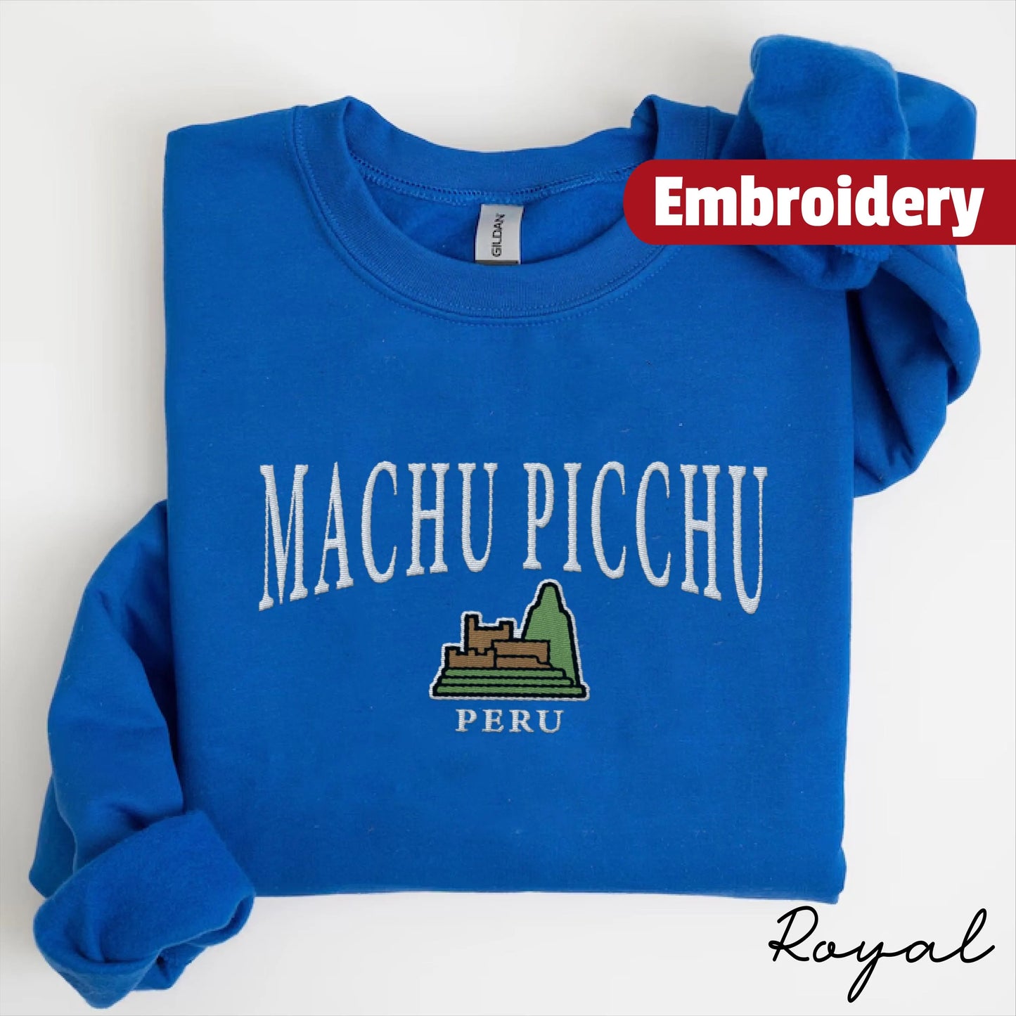 Machu Picchu embroidery sweatshirt crewneck