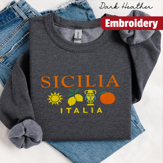 Sicily embroidered sweatshirt crewneck