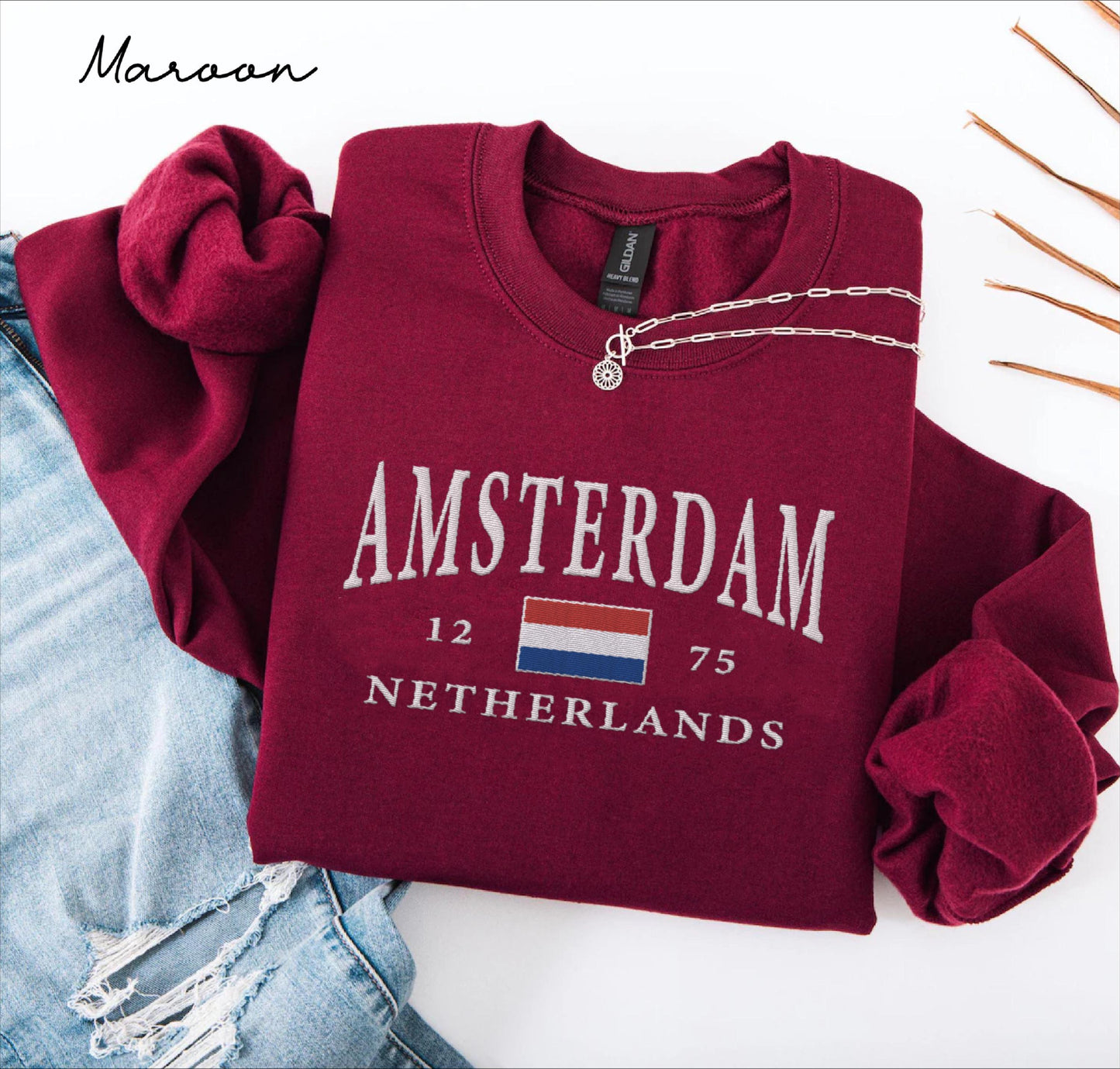 Amsterdam embroidered sweatshirt crewneck