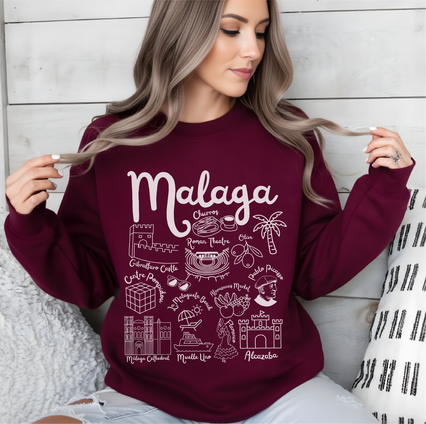 Malaga Spain Landmarks Sweatshirt
