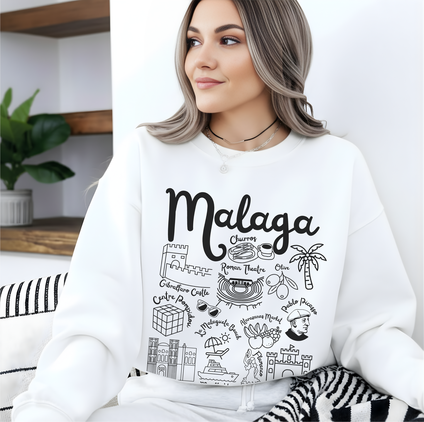 Malaga Spain Landmarks Sweatshirt
