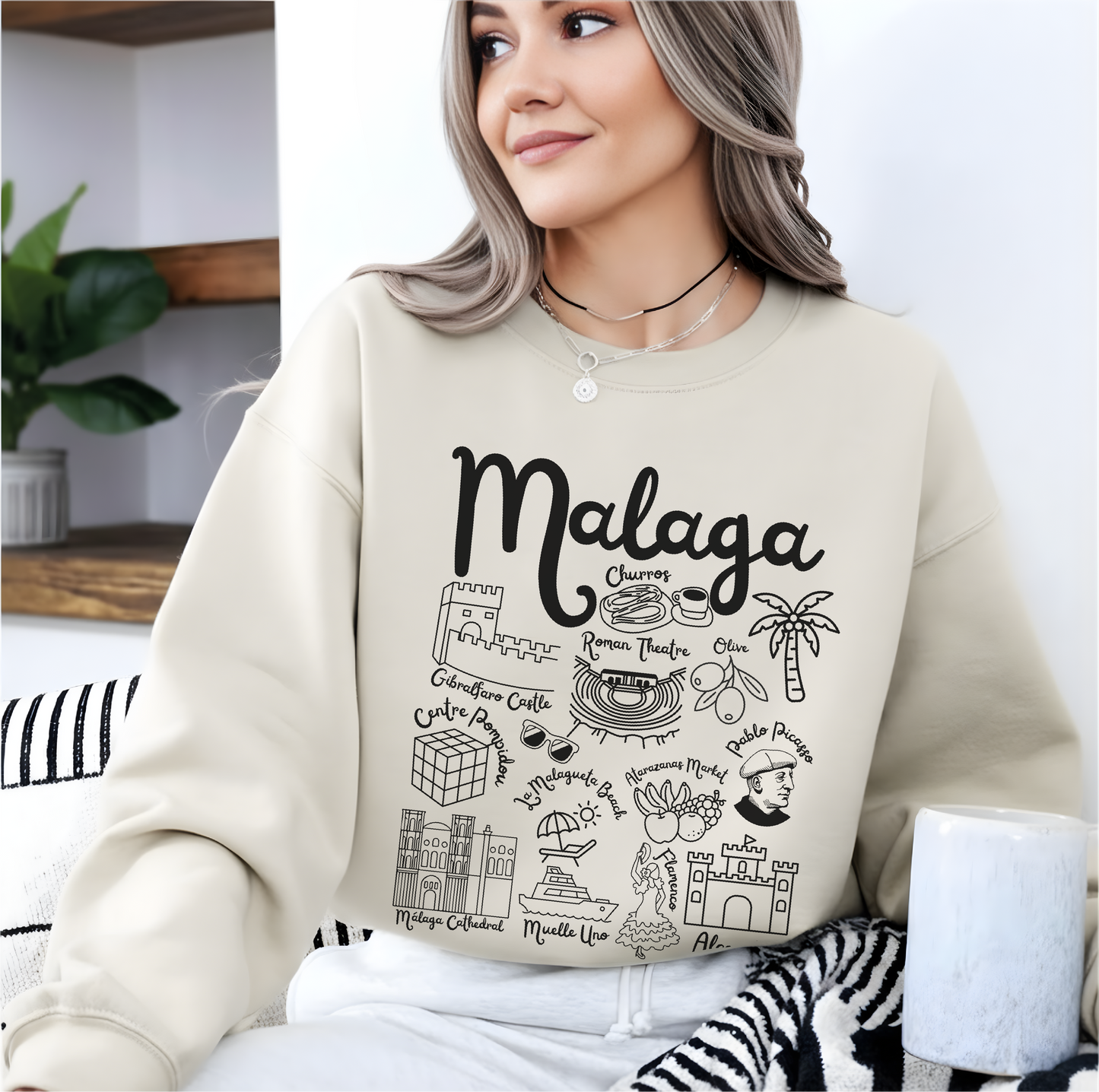Malaga Spain Landmarks Sweatshirt
