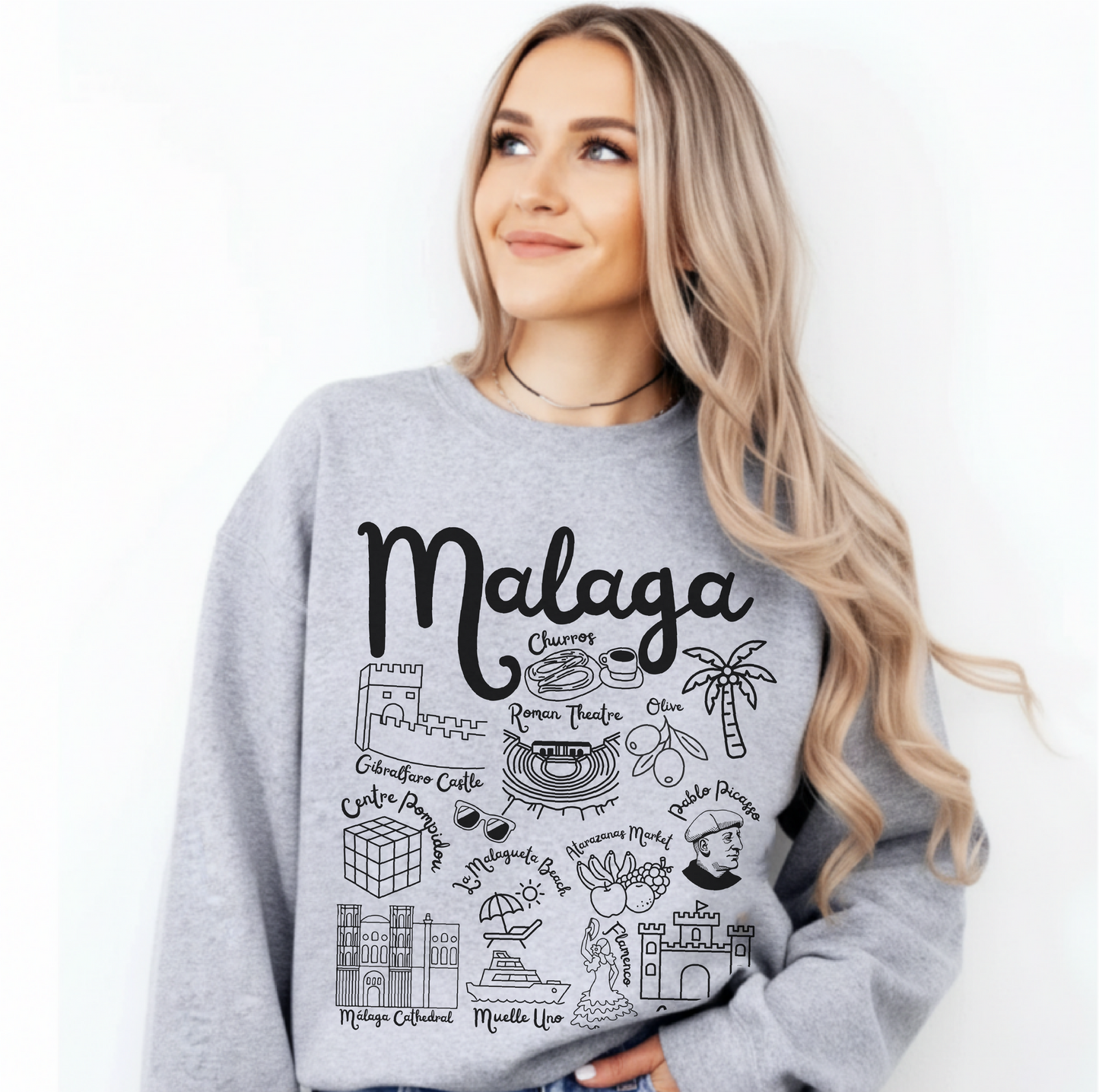 Malaga Spain Landmarks Sweatshirt