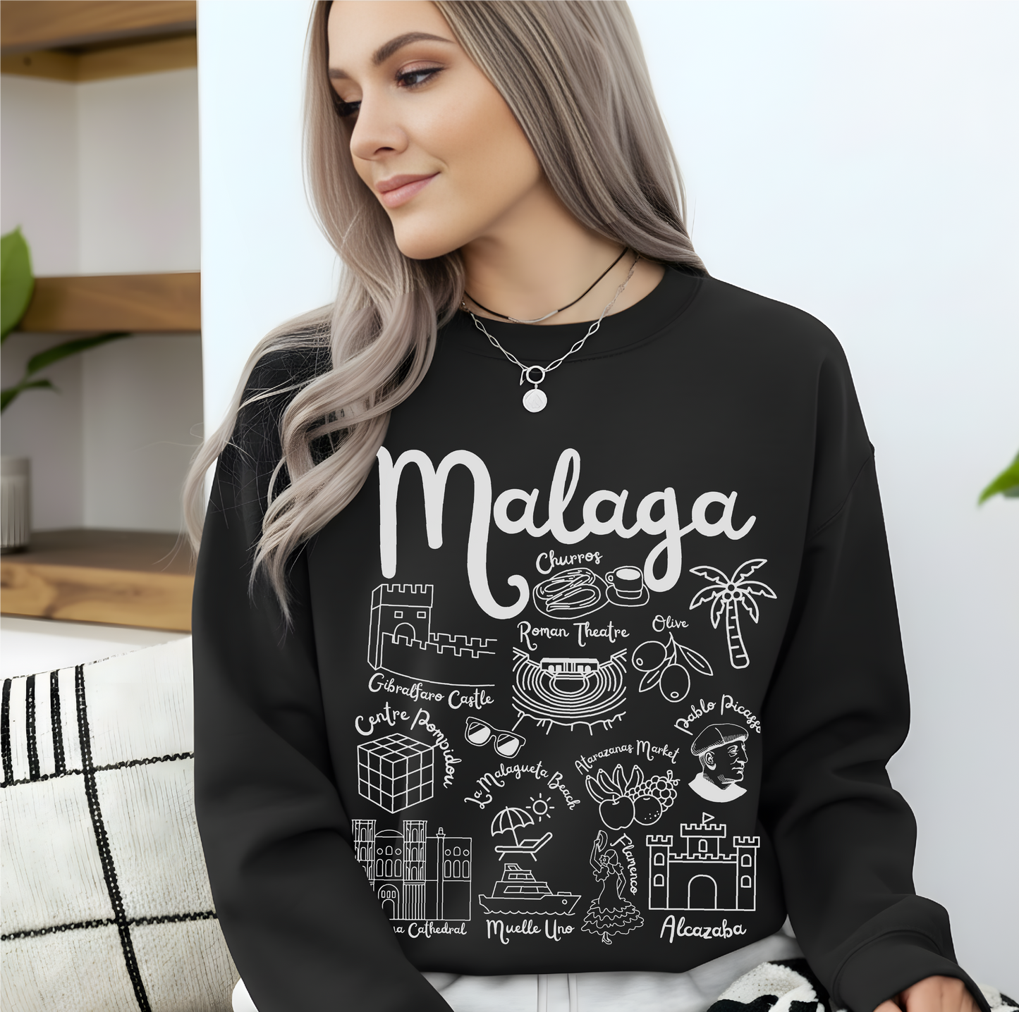 Malaga Spain Landmarks Sweatshirt