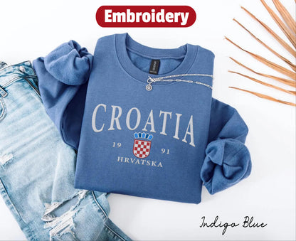 Croatia embroidery sweatshirt crewneck