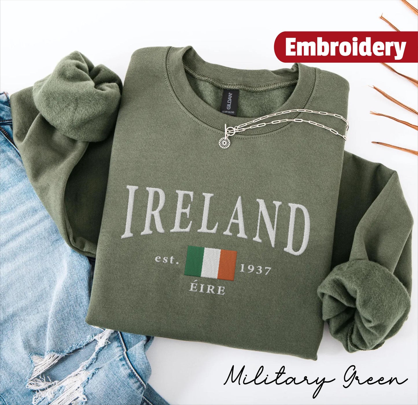 Ireland embroidery sweatshirt crewneck