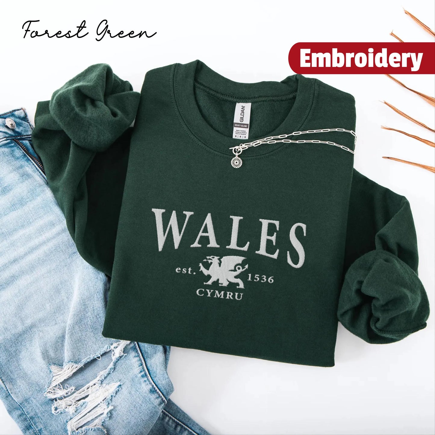 Wales embroidery sweatshirt crewneck