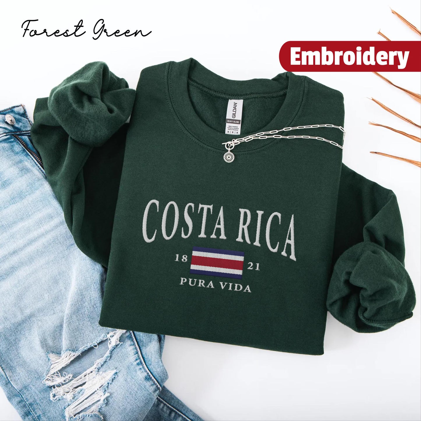 Costa Rica embroidery sweatshirt crewneck