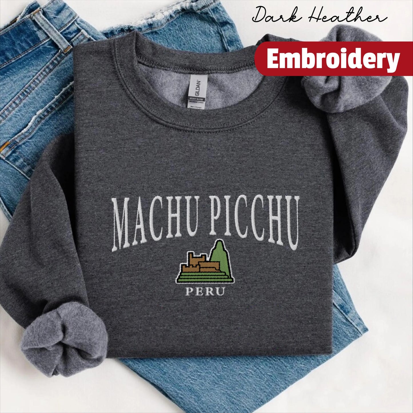 Machu Picchu embroidery sweatshirt crewneck