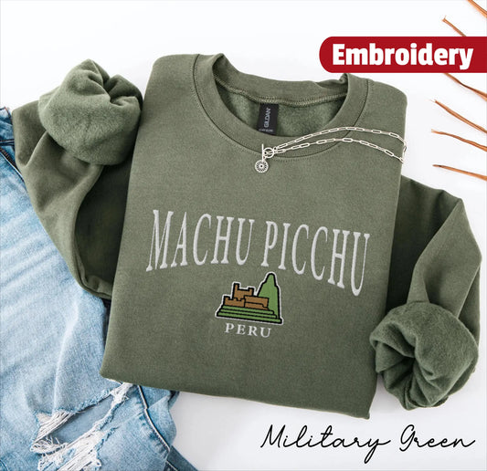 Machu Picchu embroidery sweatshirt crewneck