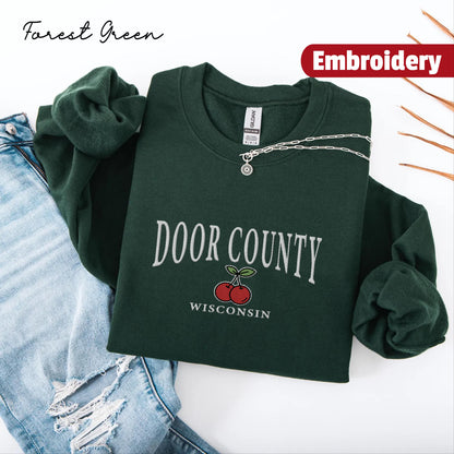 Door County embroidery sweatshirt crewneck