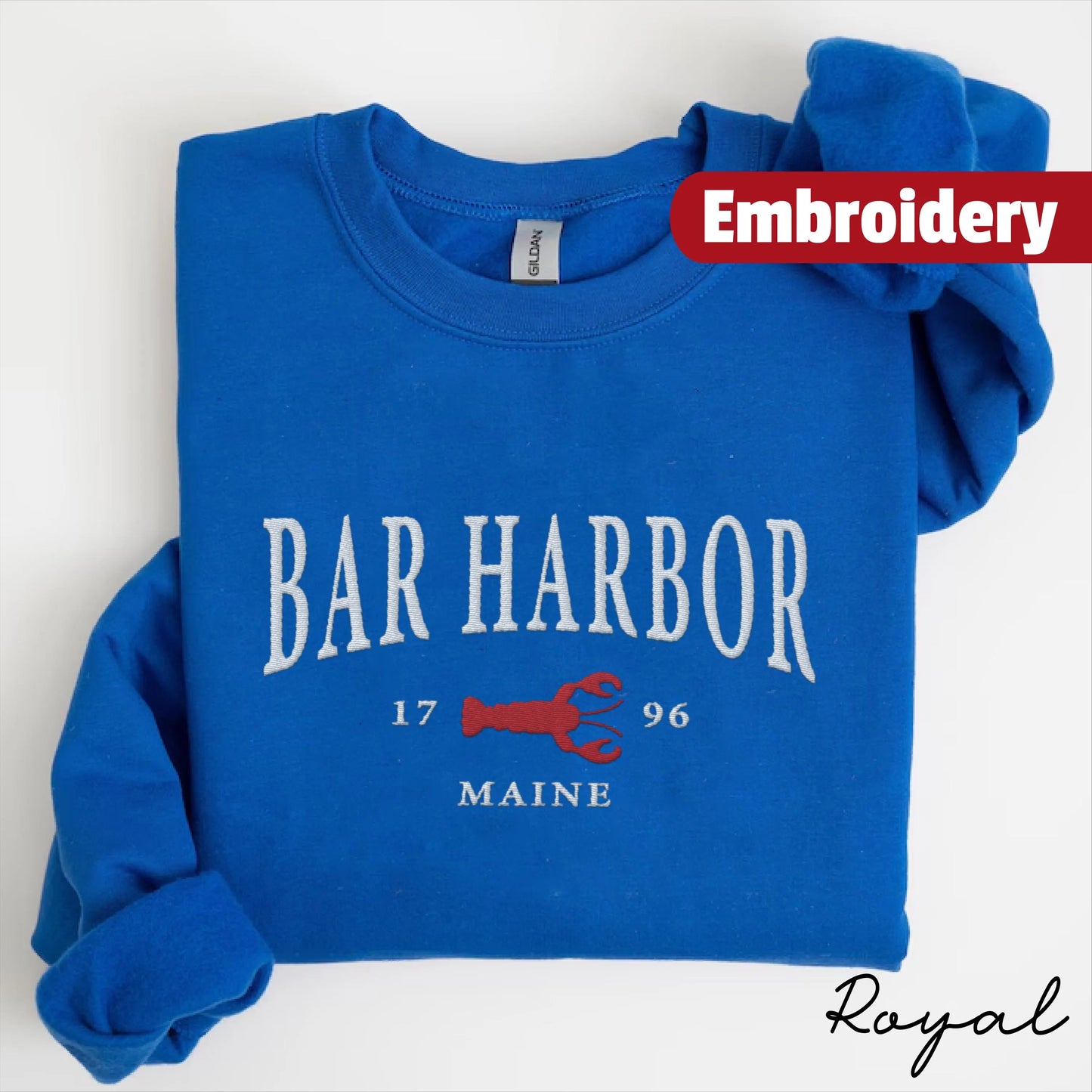 Bar Harbor embroidery sweatshirt crewneck