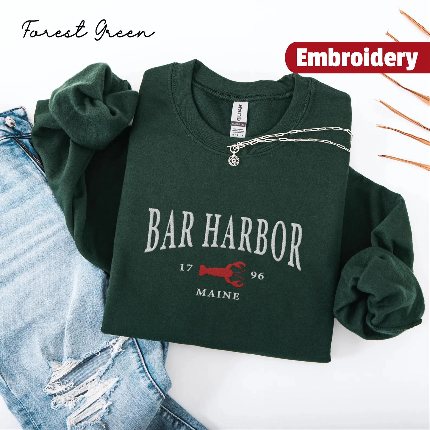 Bar Harbor embroidery sweatshirt crewneck