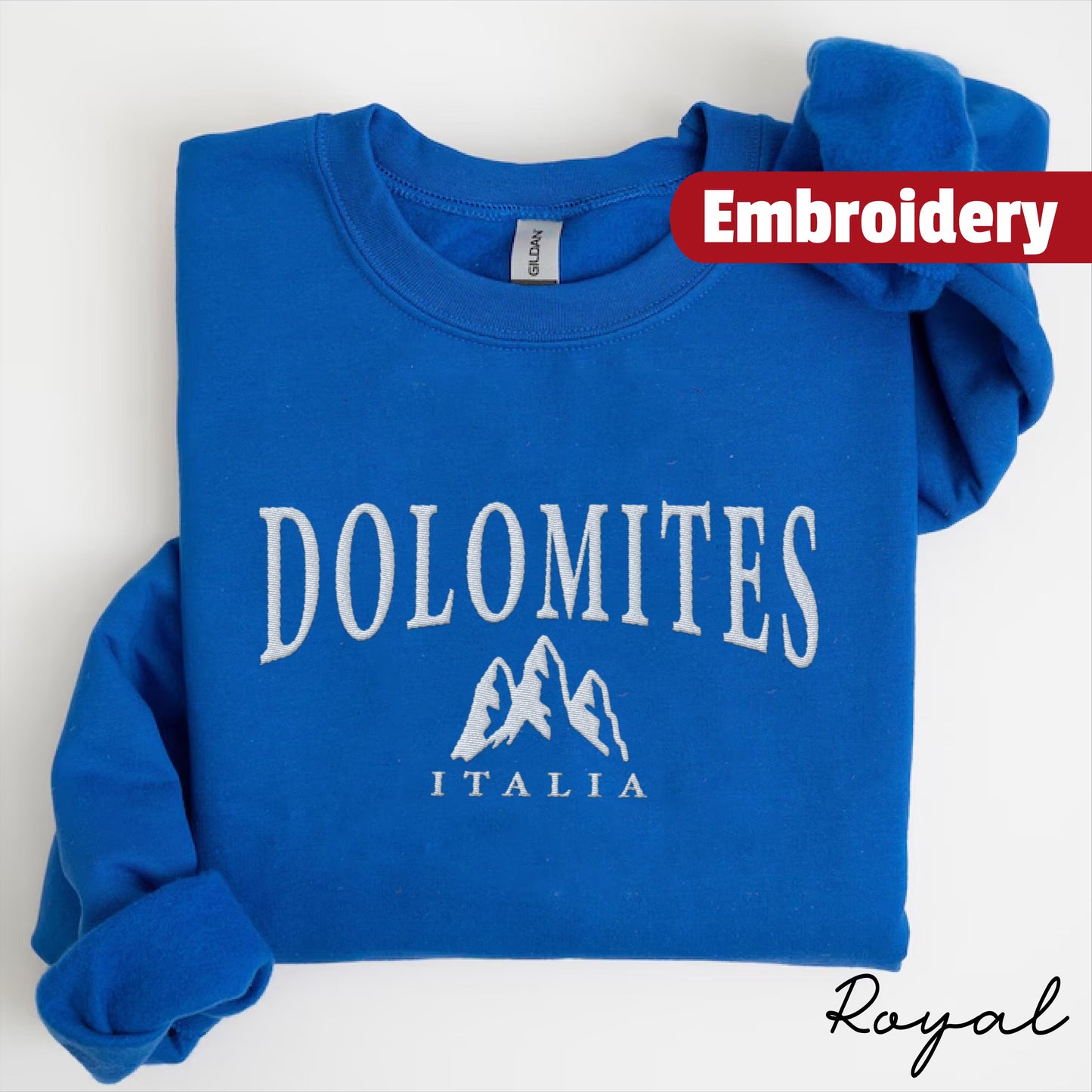 Dolomites Italy embroidery sweatshirt crewneck