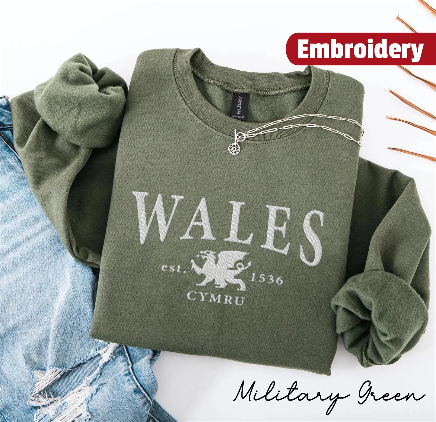 Wales embroidery sweatshirt crewneck