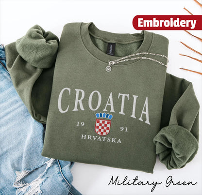 Croatia embroidery sweatshirt crewneck