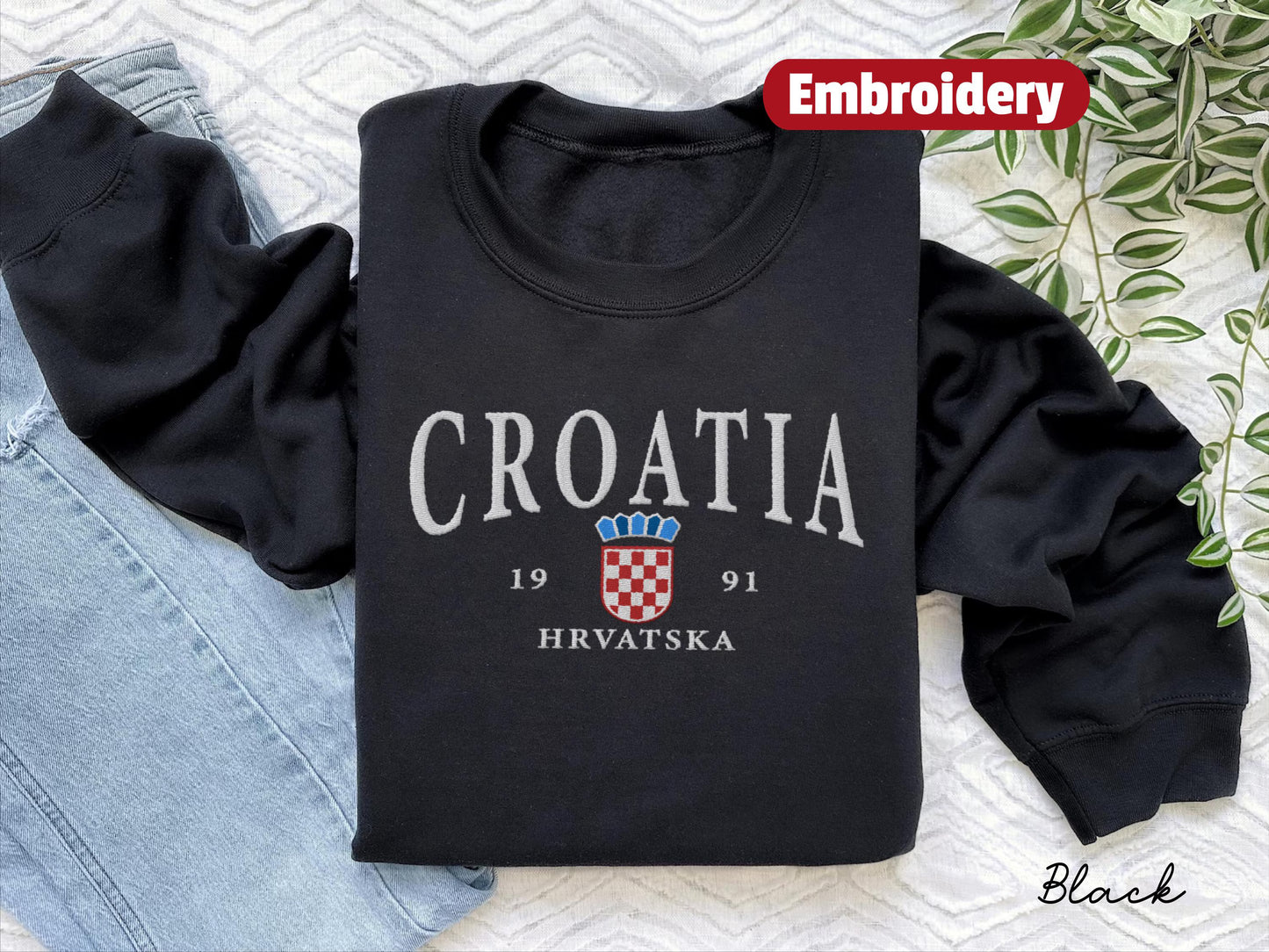 Croatia embroidery sweatshirt crewneck