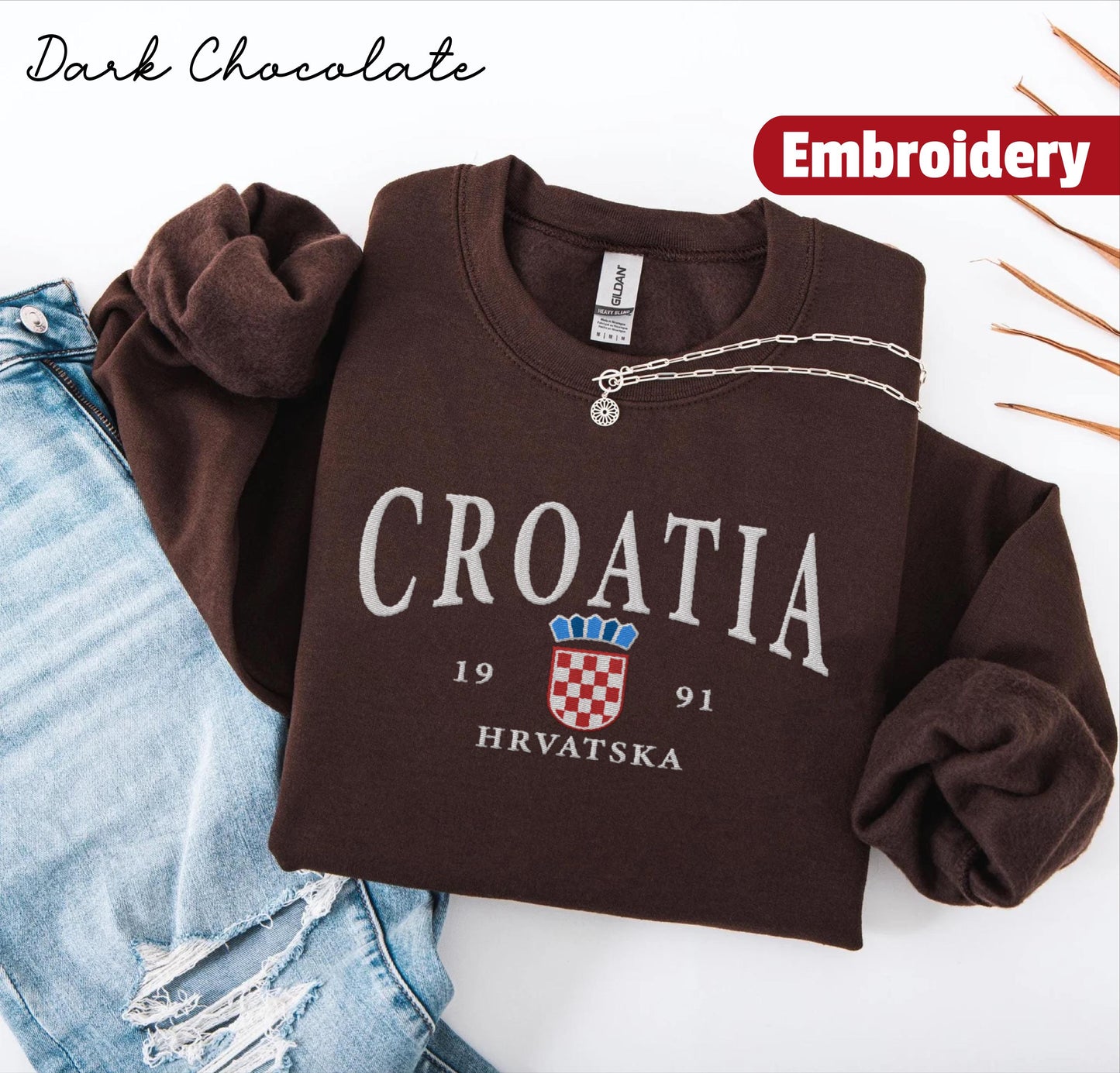 Croatia embroidery sweatshirt crewneck
