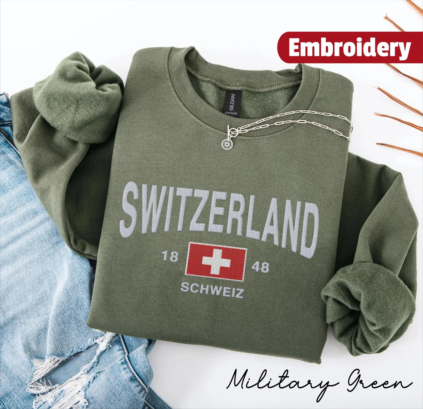 Switzerland embroidered sweatshirt crewneck