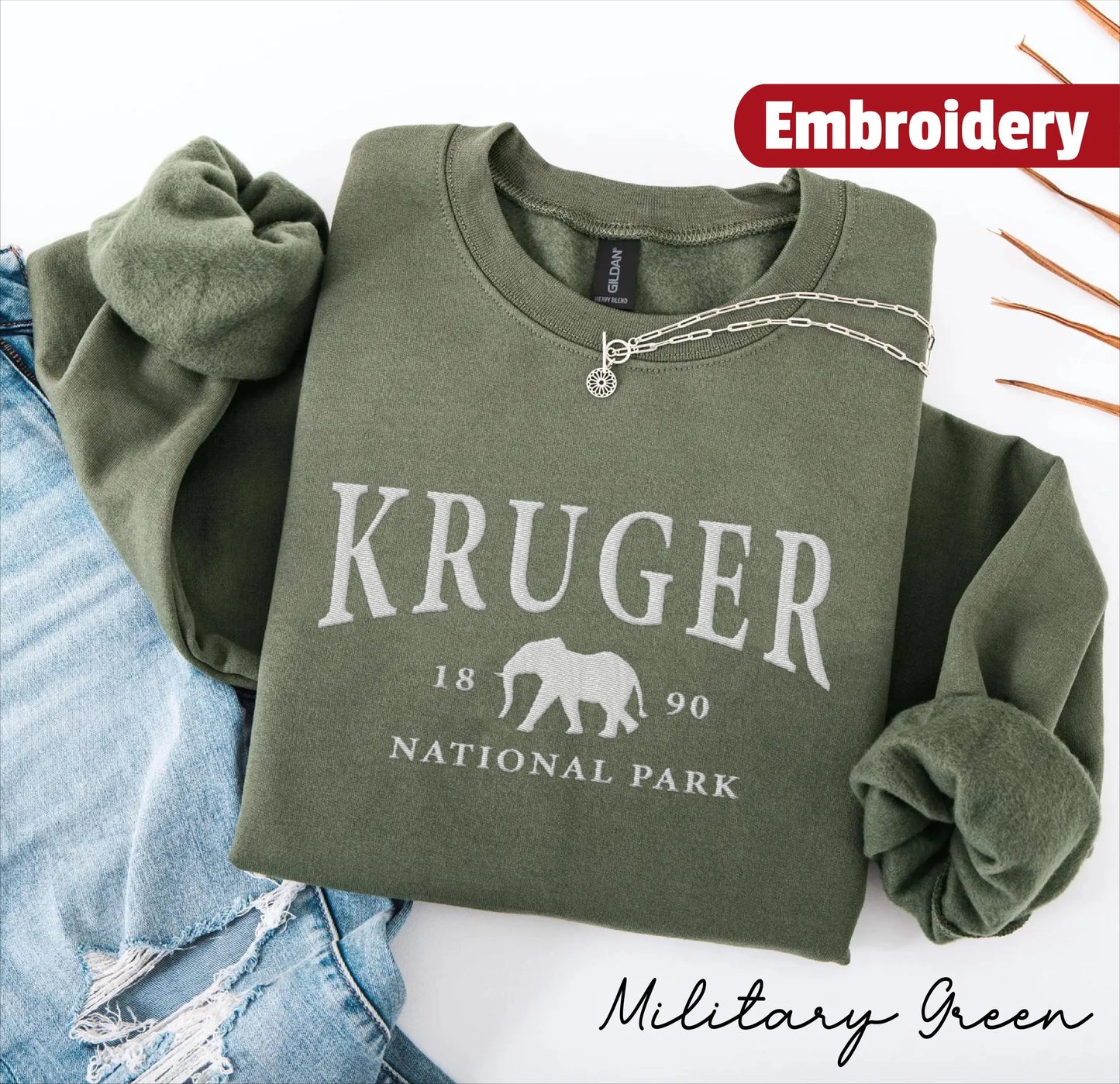 Kruger National Park embroidery sweatshirt crewneck