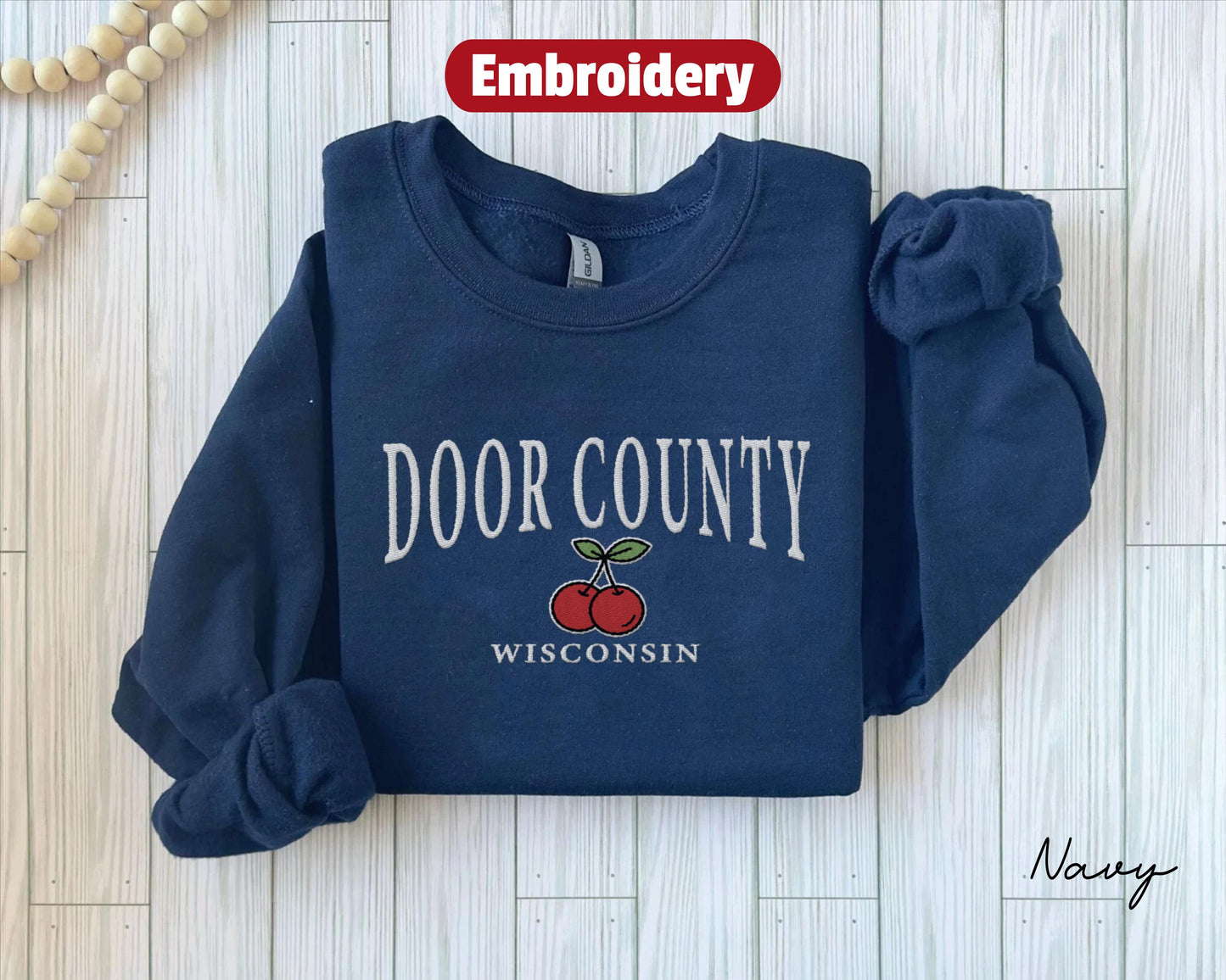 Door County embroidery sweatshirt crewneck