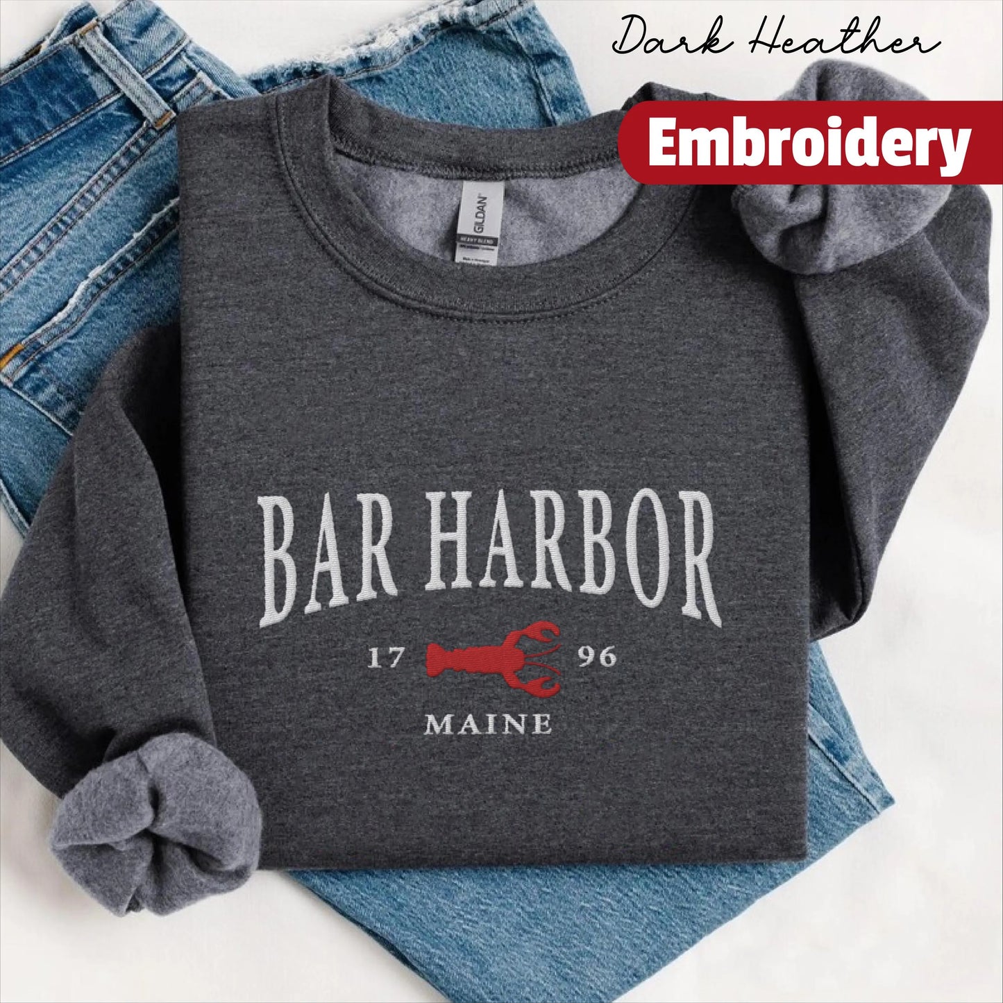 Bar Harbor embroidery sweatshirt crewneck