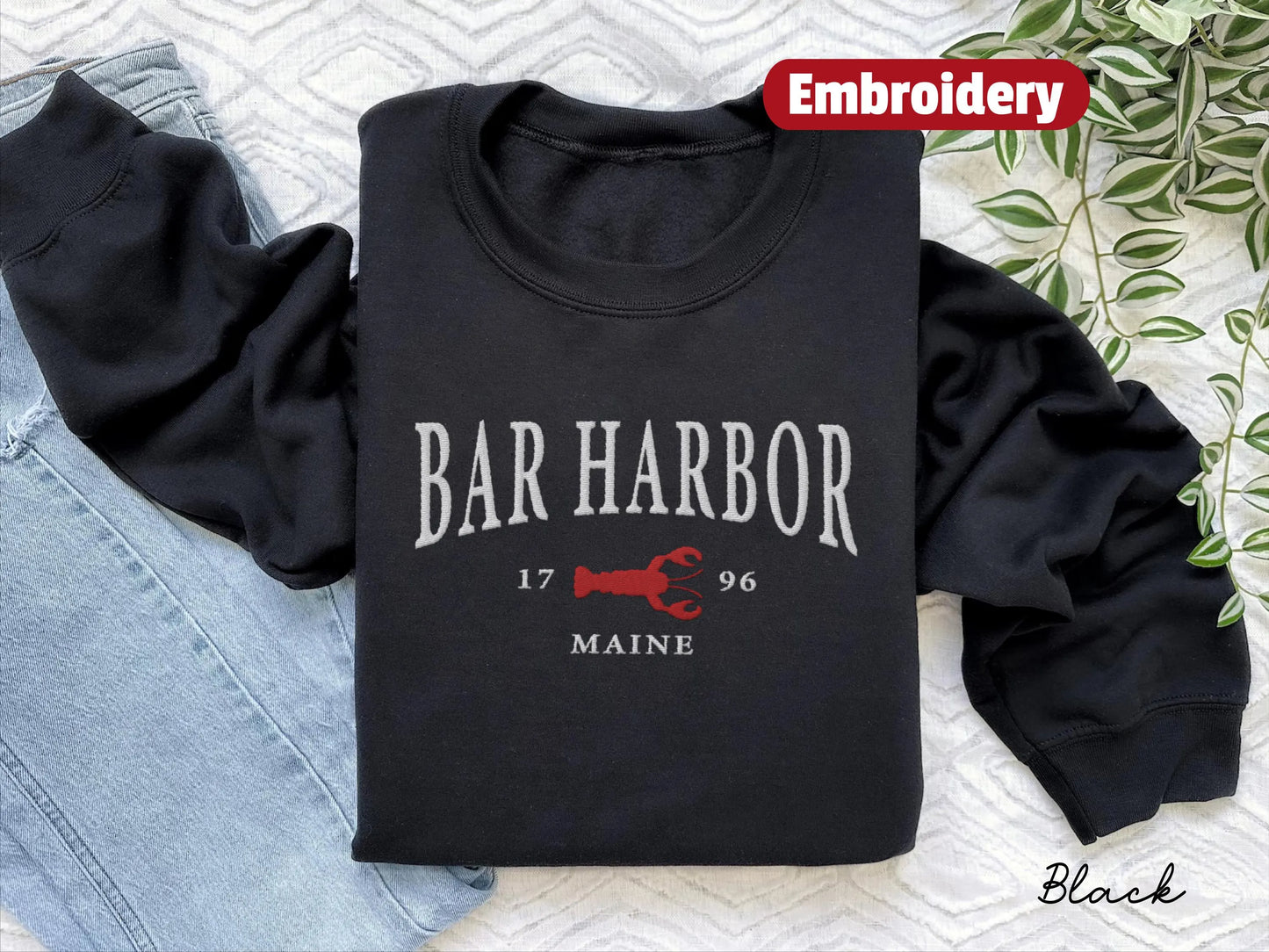 Bar Harbor embroidery sweatshirt crewneck