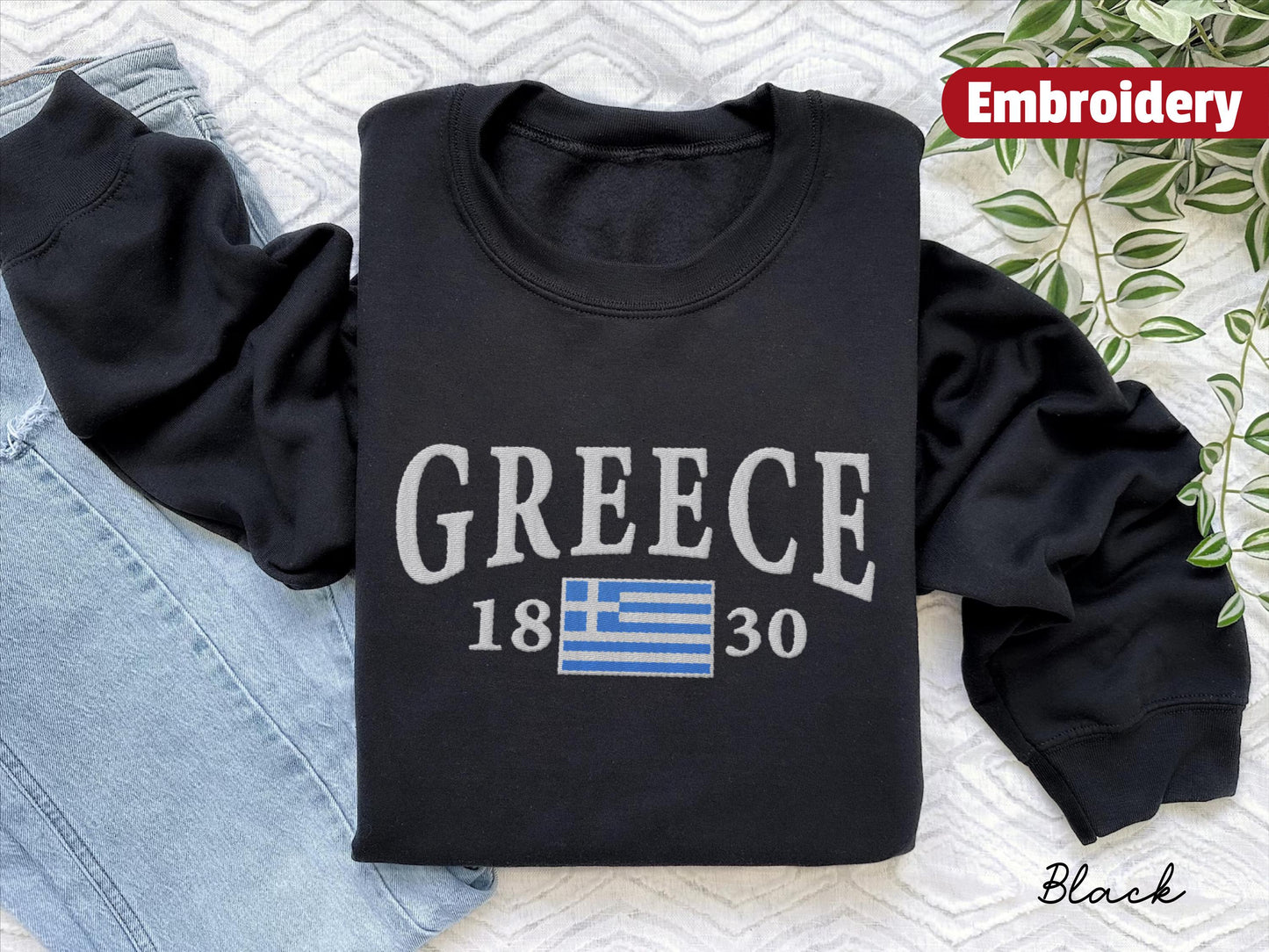 Greece embroidery sweatshirt crewneck