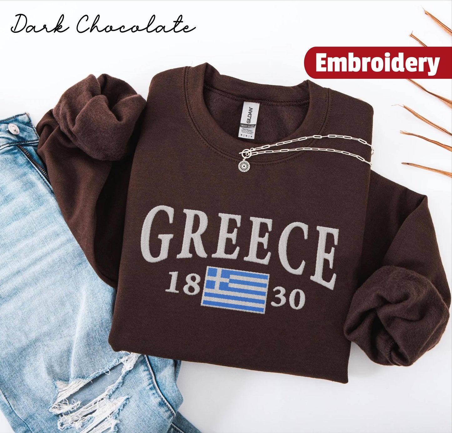 Greece embroidery sweatshirt crewneck