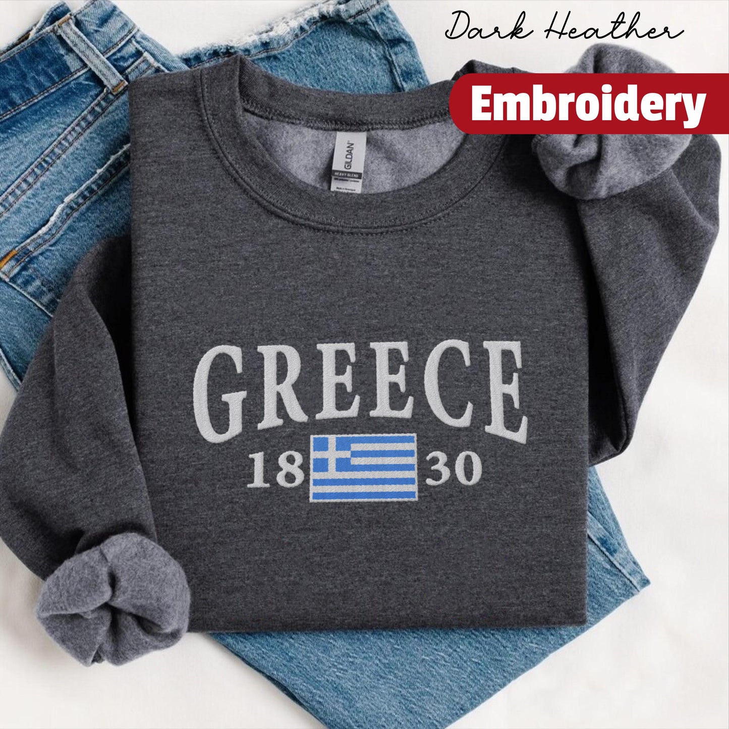 Greece embroidery sweatshirt crewneck