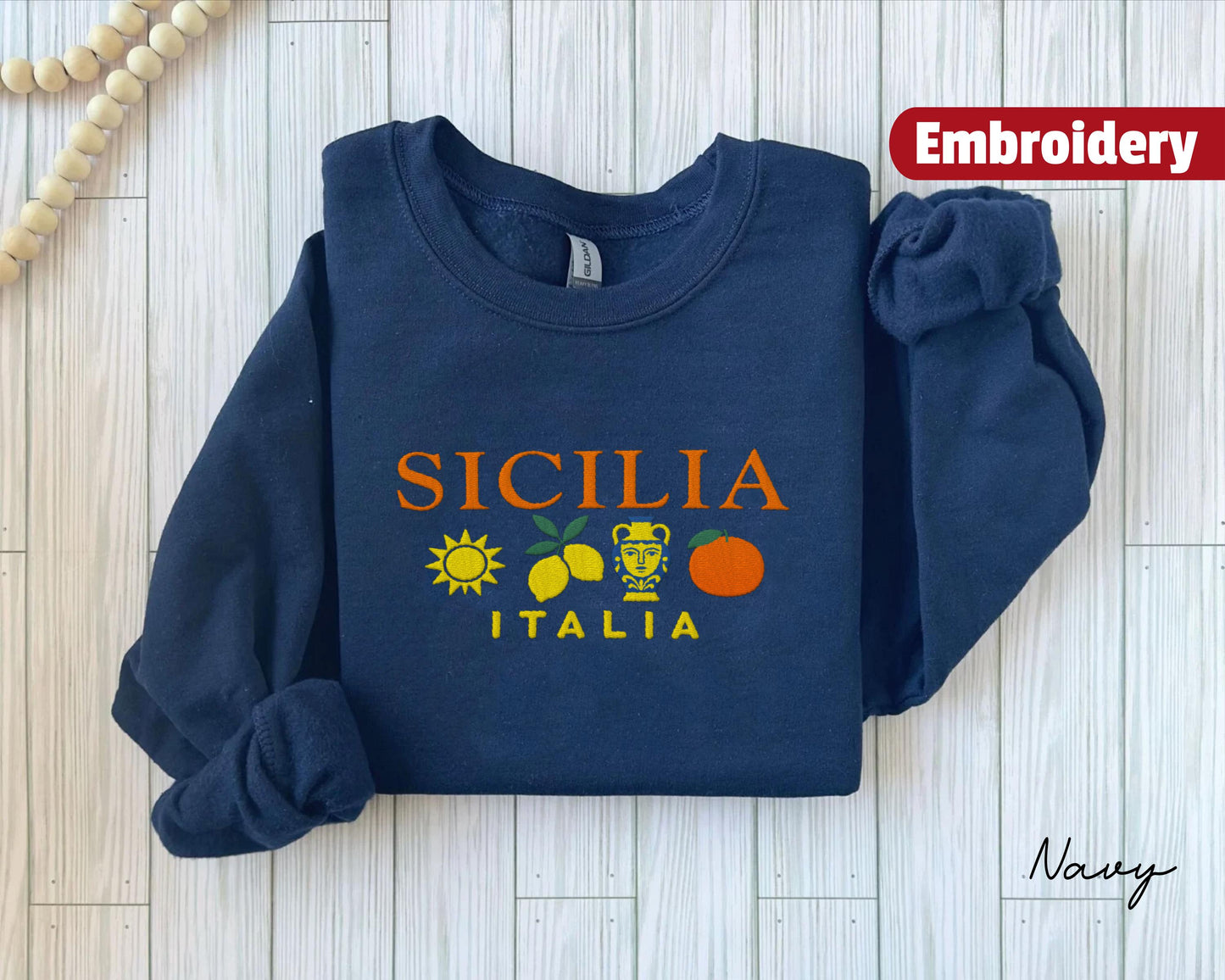 Sicily embroidered sweatshirt crewneck