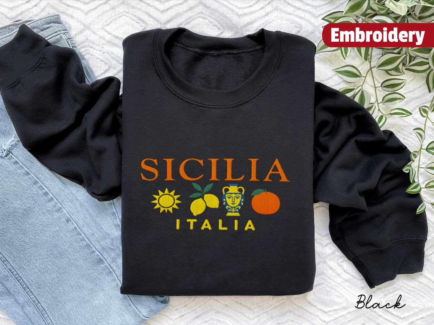 Sicily embroidered sweatshirt crewneck
