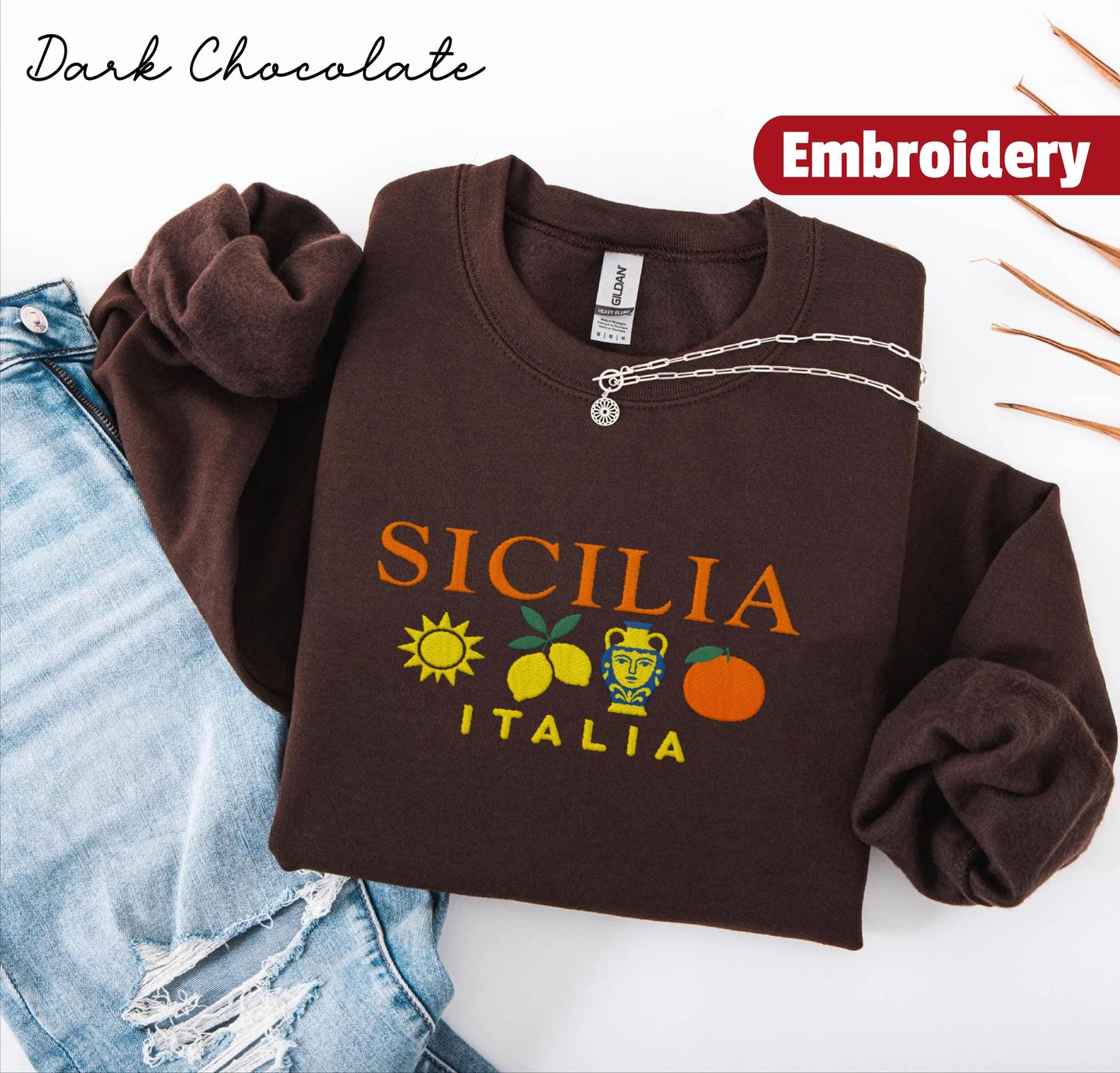 Sicily embroidered sweatshirt crewneck
