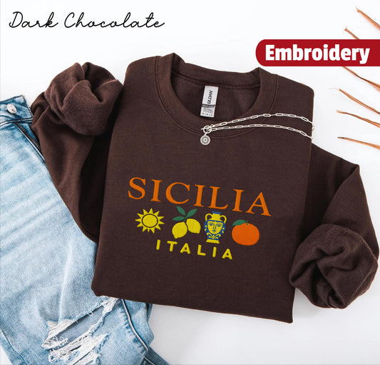 Sicily embroidered sweatshirt crewneck