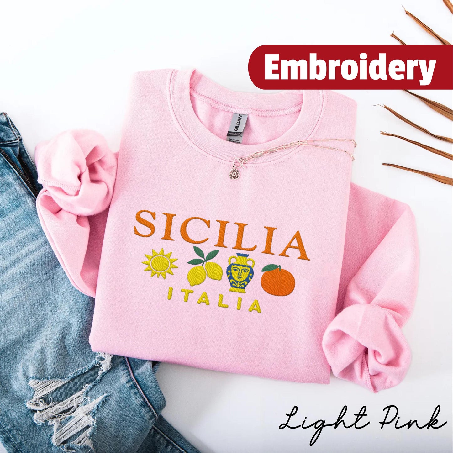 Sicily embroidered sweatshirt crewneck