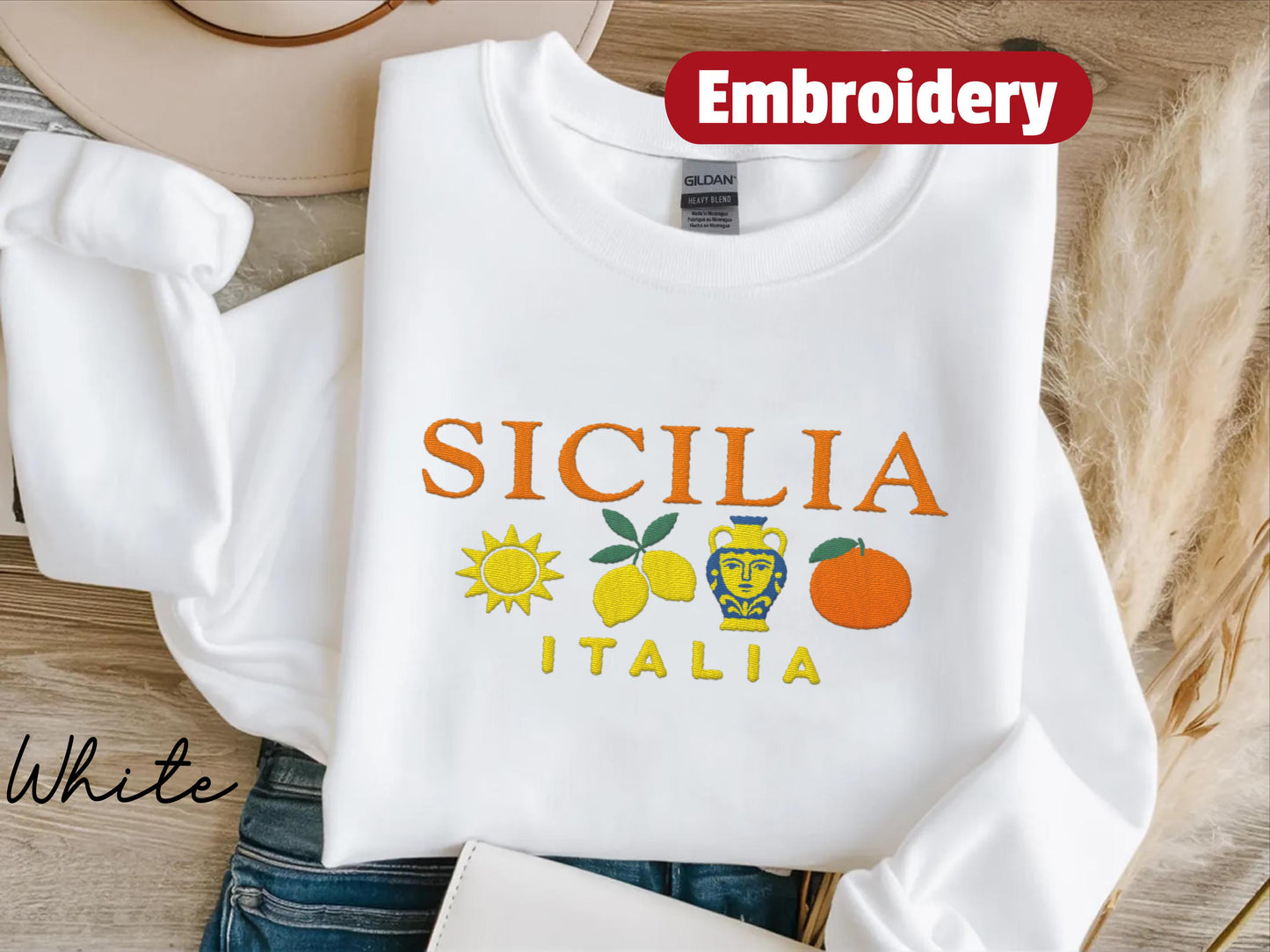 Sicily embroidered sweatshirt crewneck