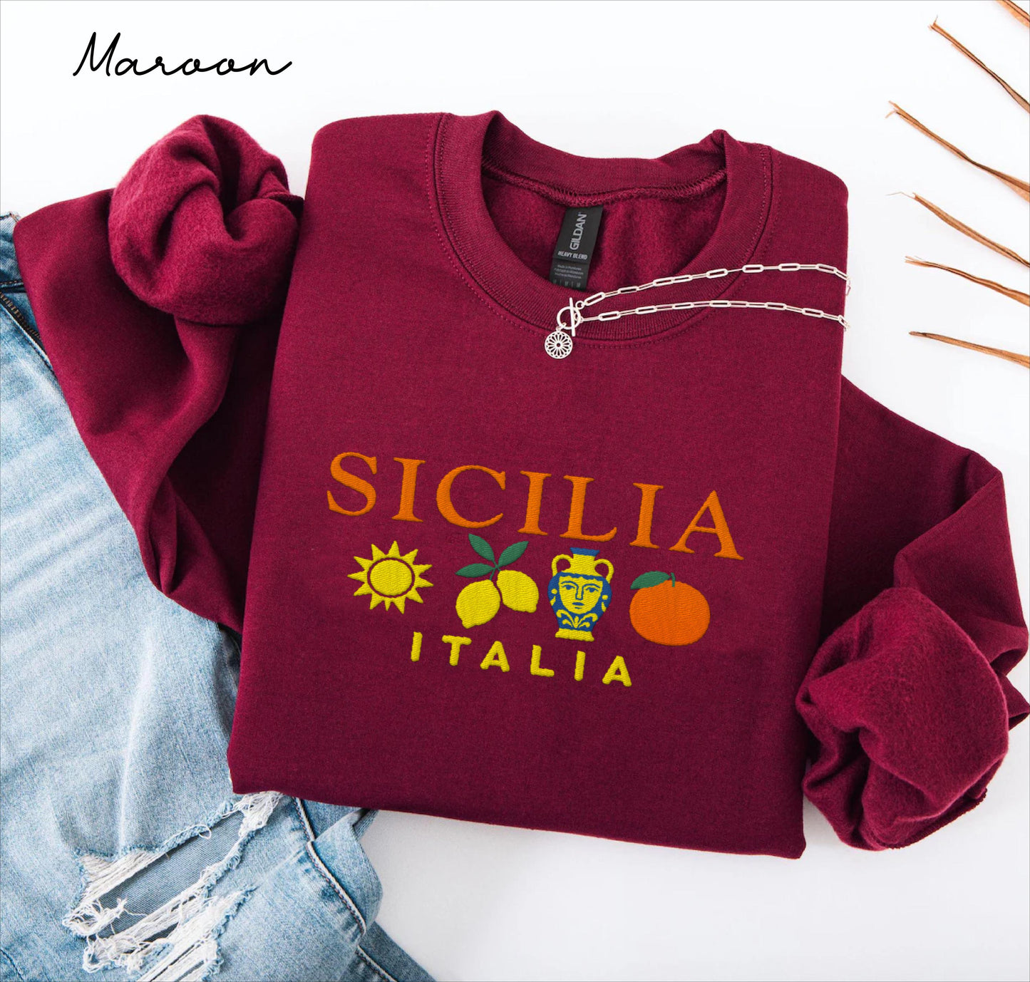 Sicily embroidered sweatshirt crewneck