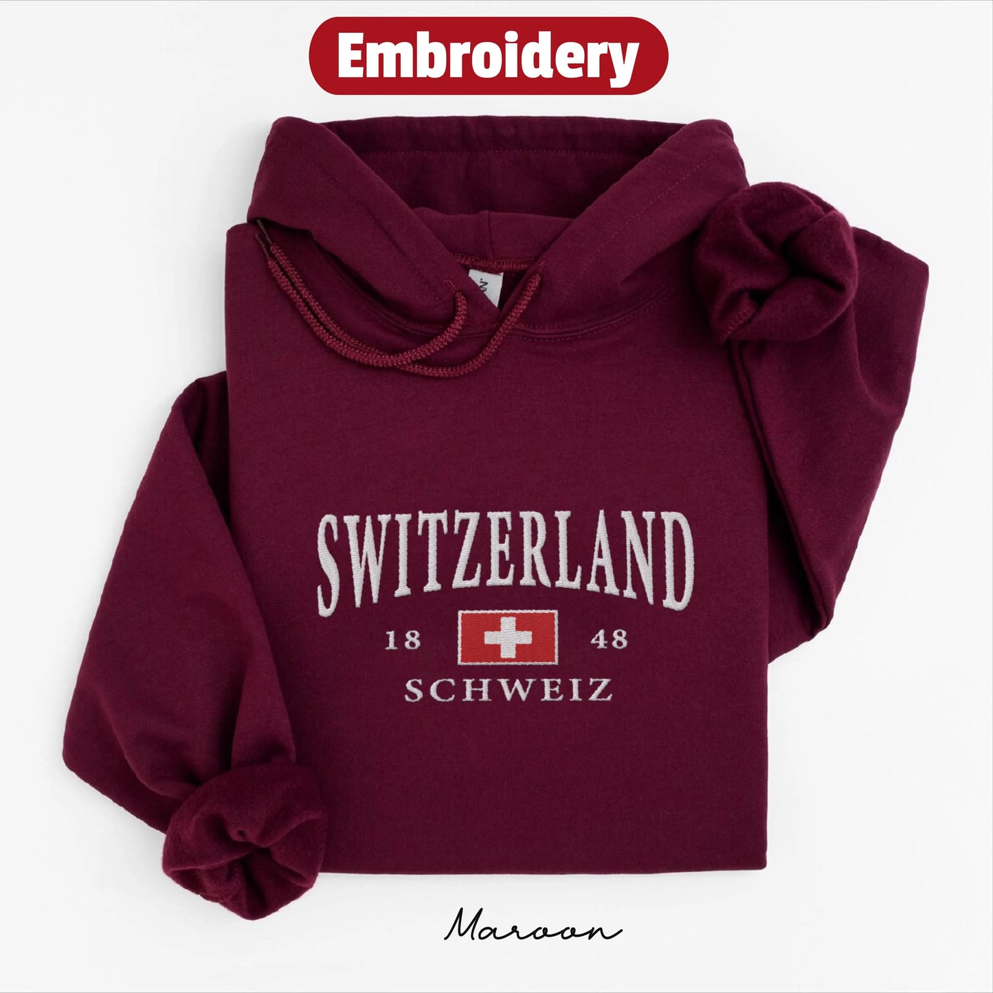 Switzerland embroidery hoodie