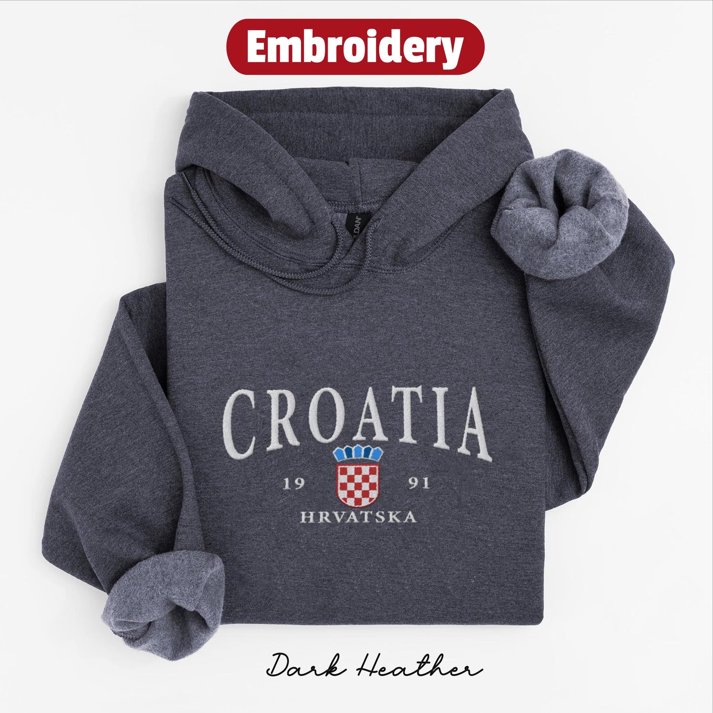Croatia embroidery hoodie