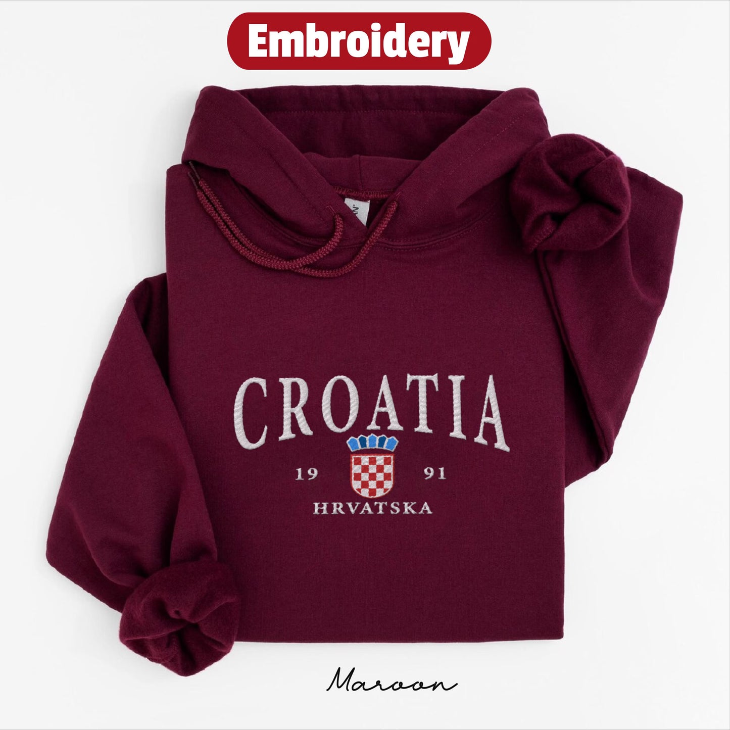 Croatia embroidery hoodie