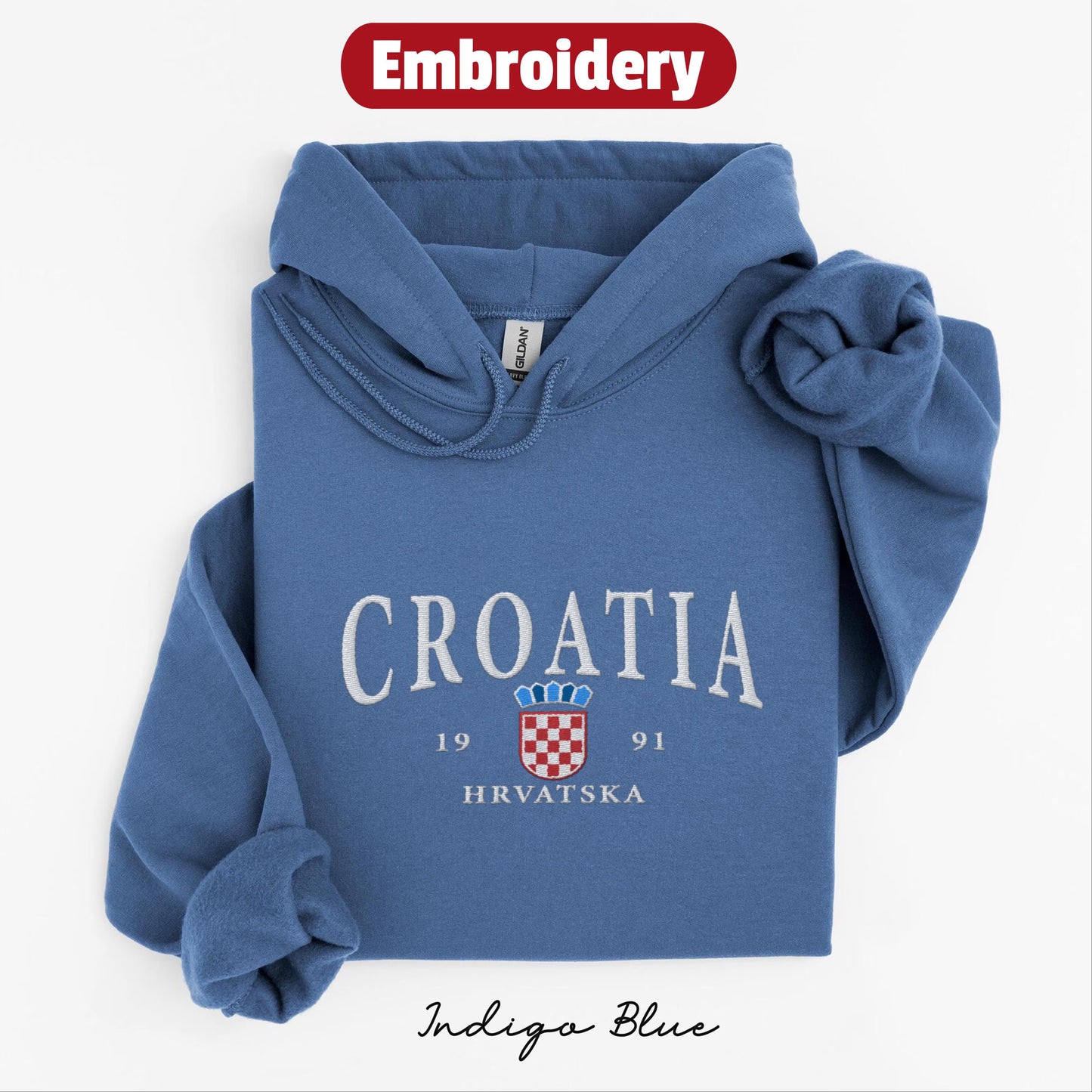 Croatia embroidery hoodie