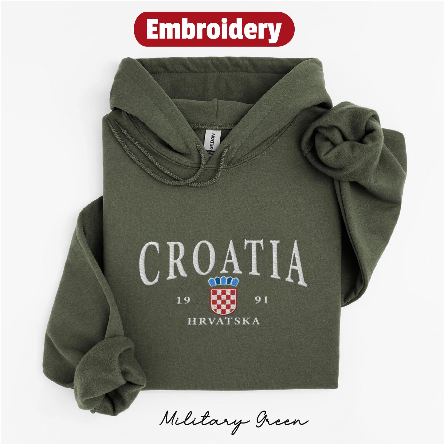 Croatia embroidery hoodie
