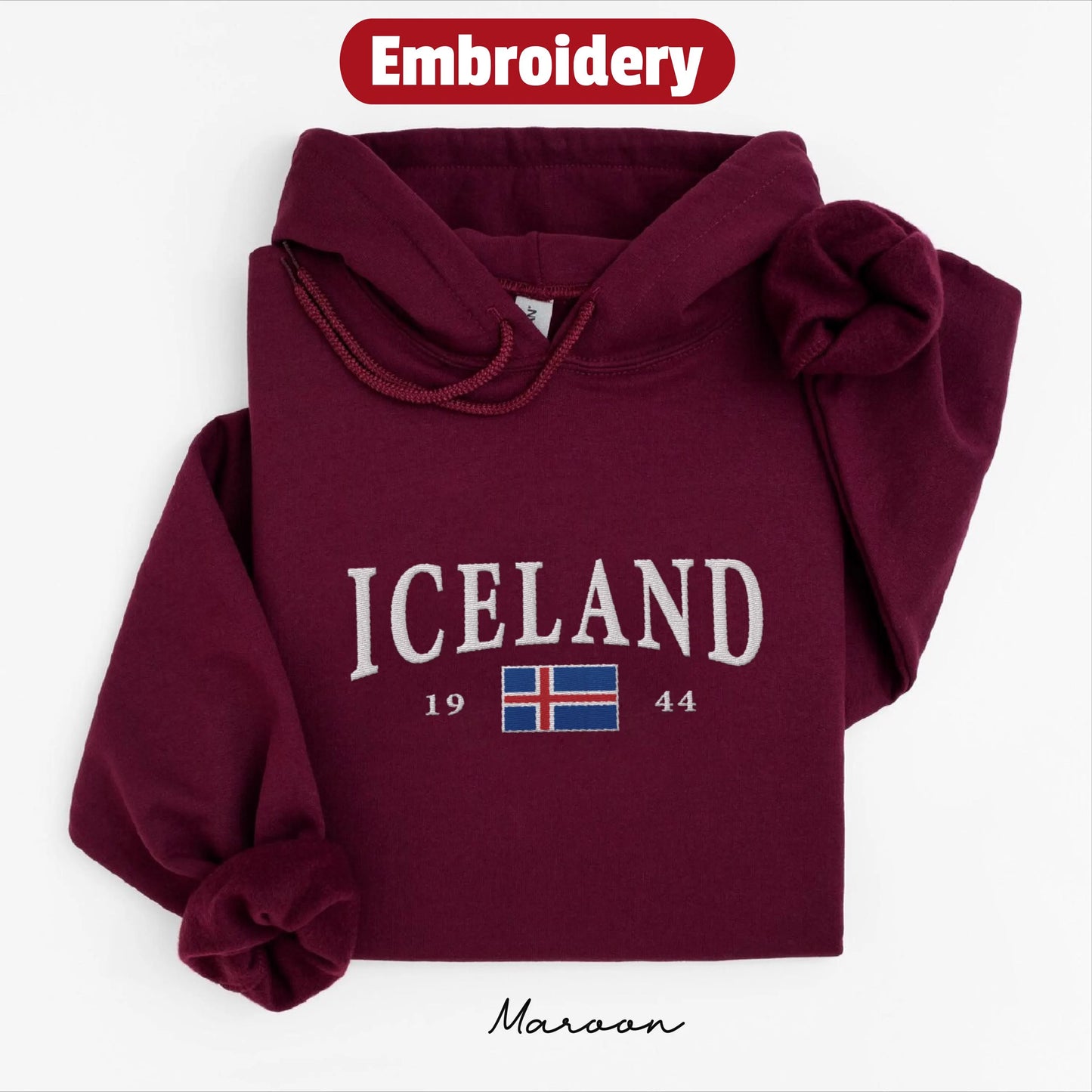Iceland embroidery hoodie
