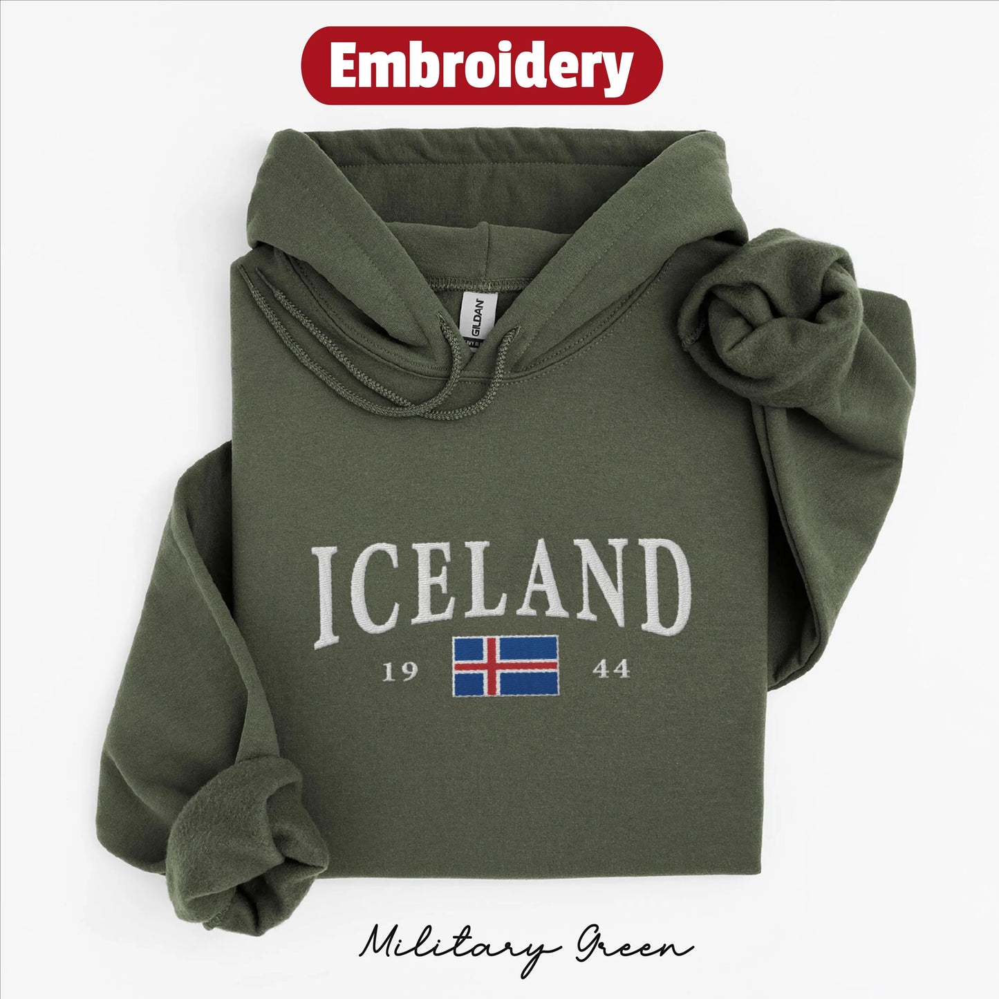 Iceland embroidery hoodie