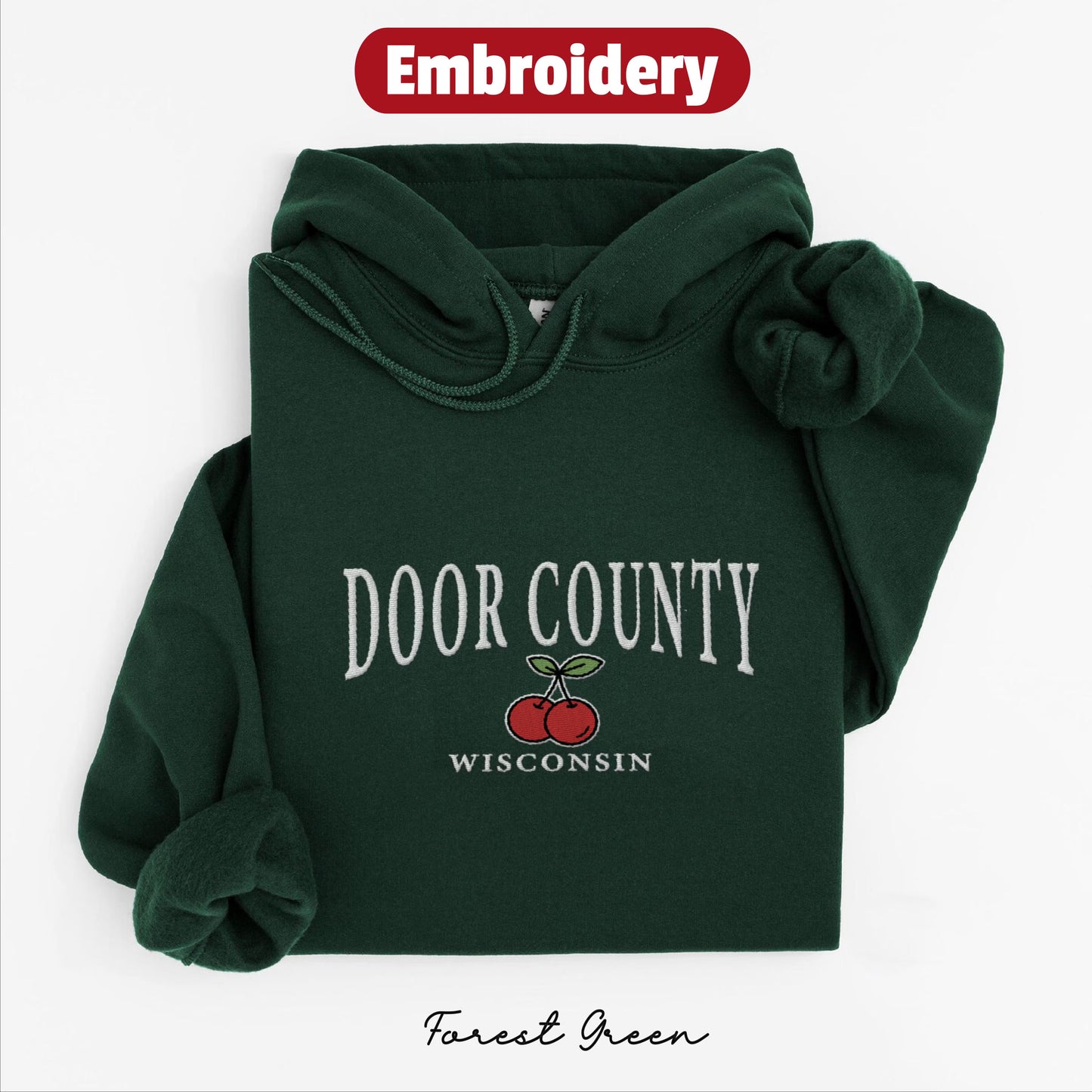 Door County embroidery hoodie