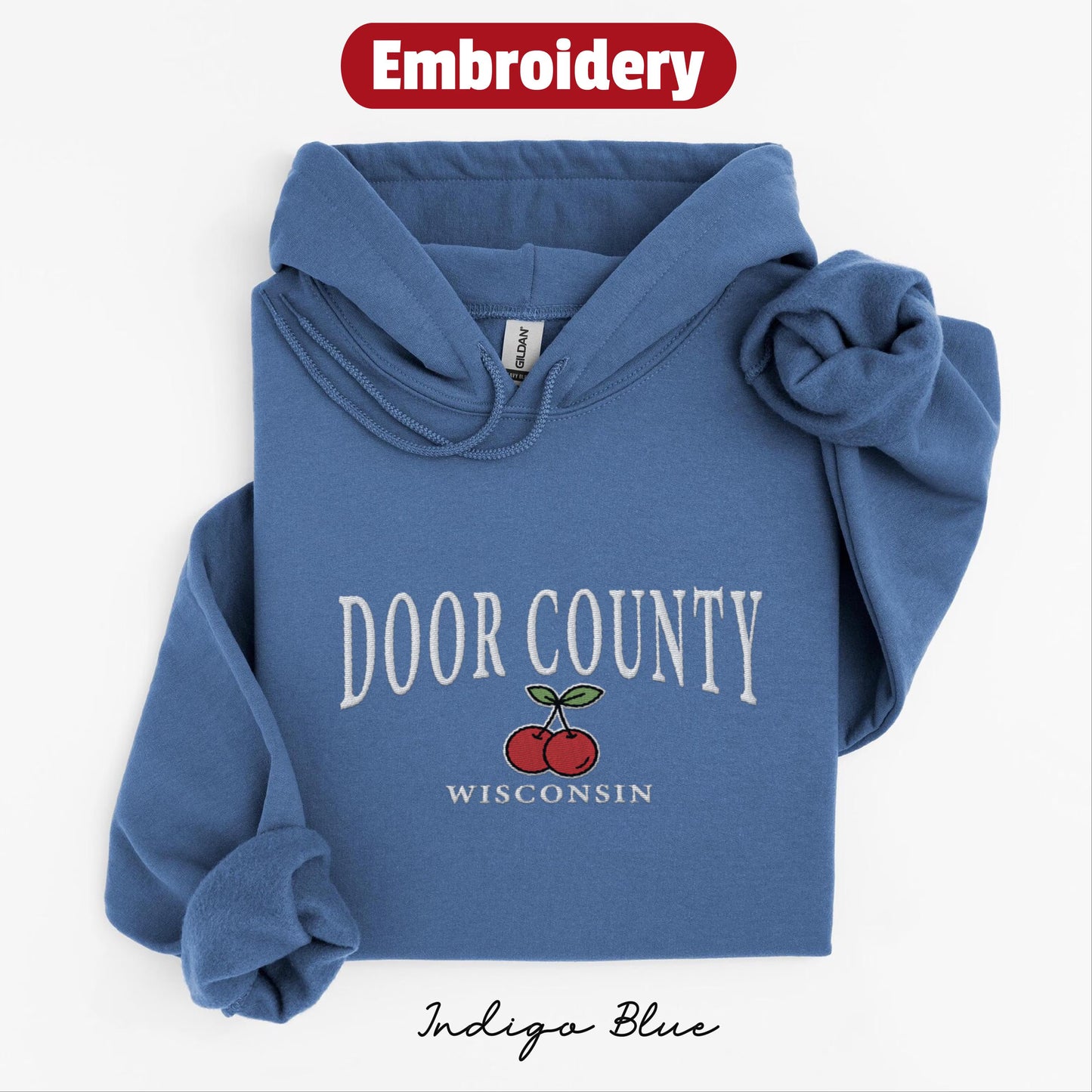 Door County embroidery hoodie