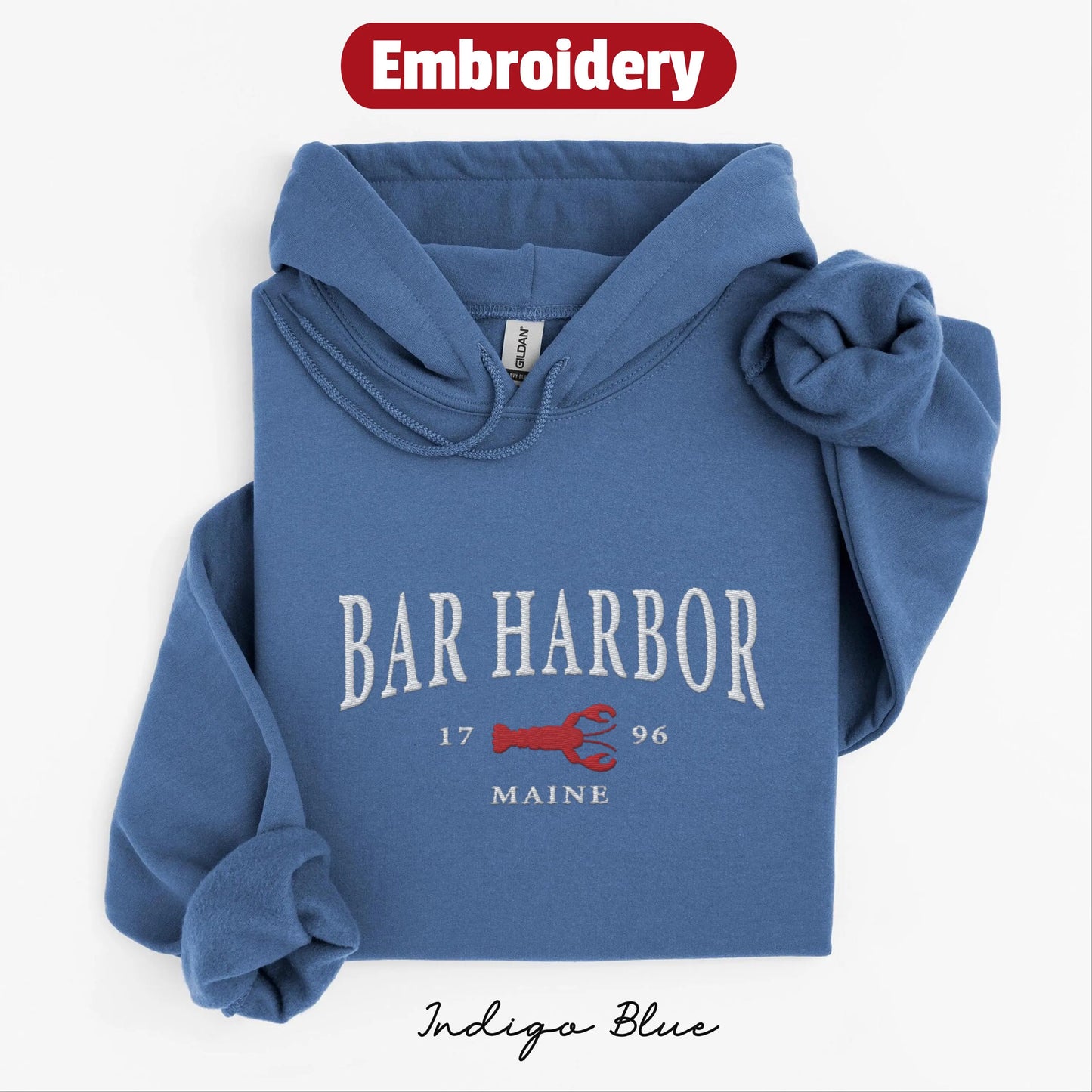 Bar Harbor embroidery hoodie