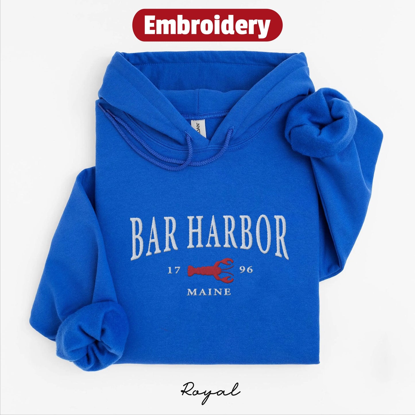 Bar Harbor embroidery hoodie