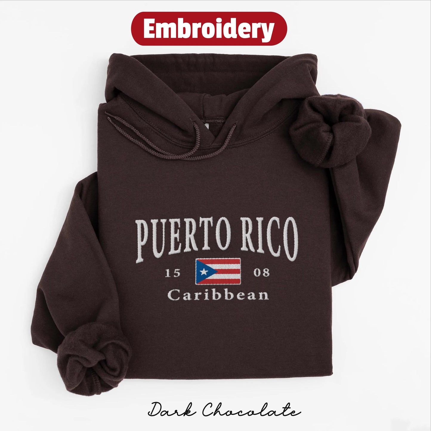 Puerto Rico embroidery hoodie