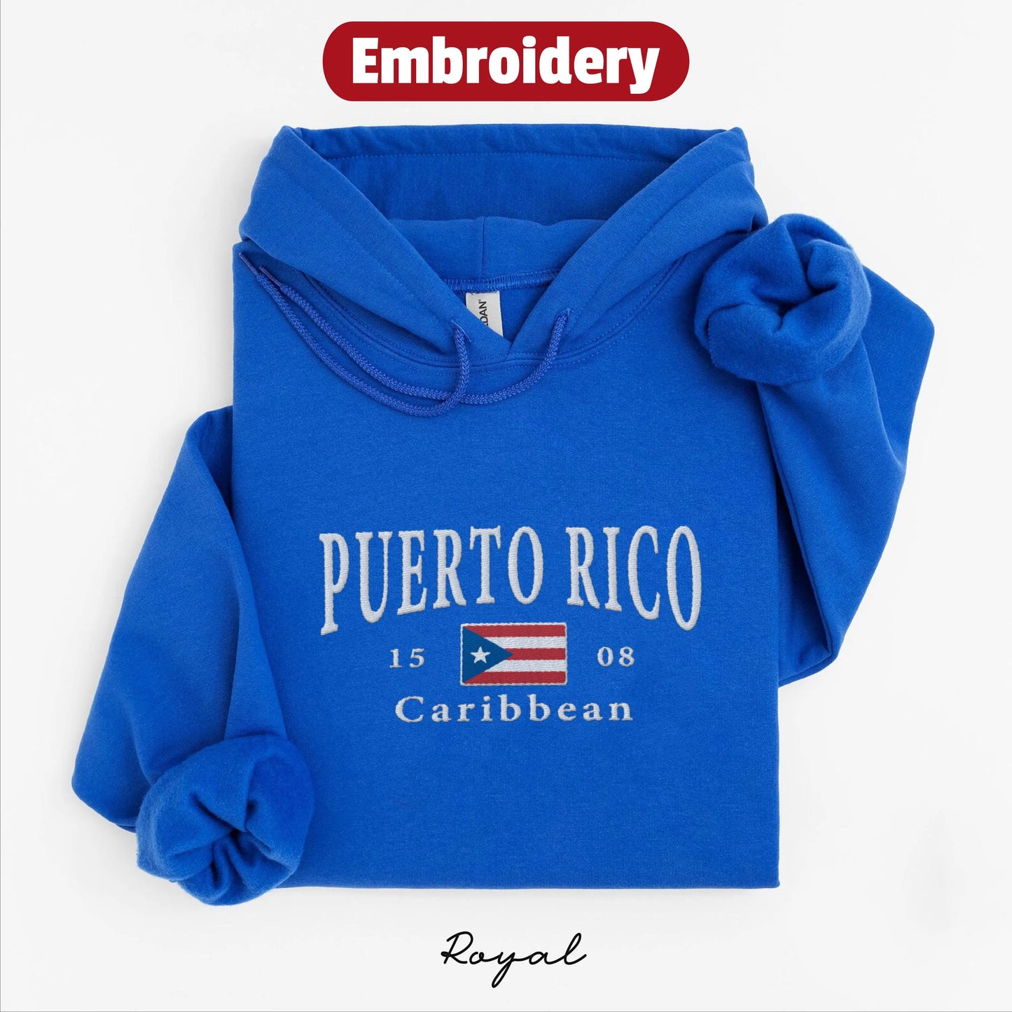 Puerto Rico embroidery hoodie